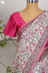 Kota Doria Saree in a Pink Floral Hand Block Print